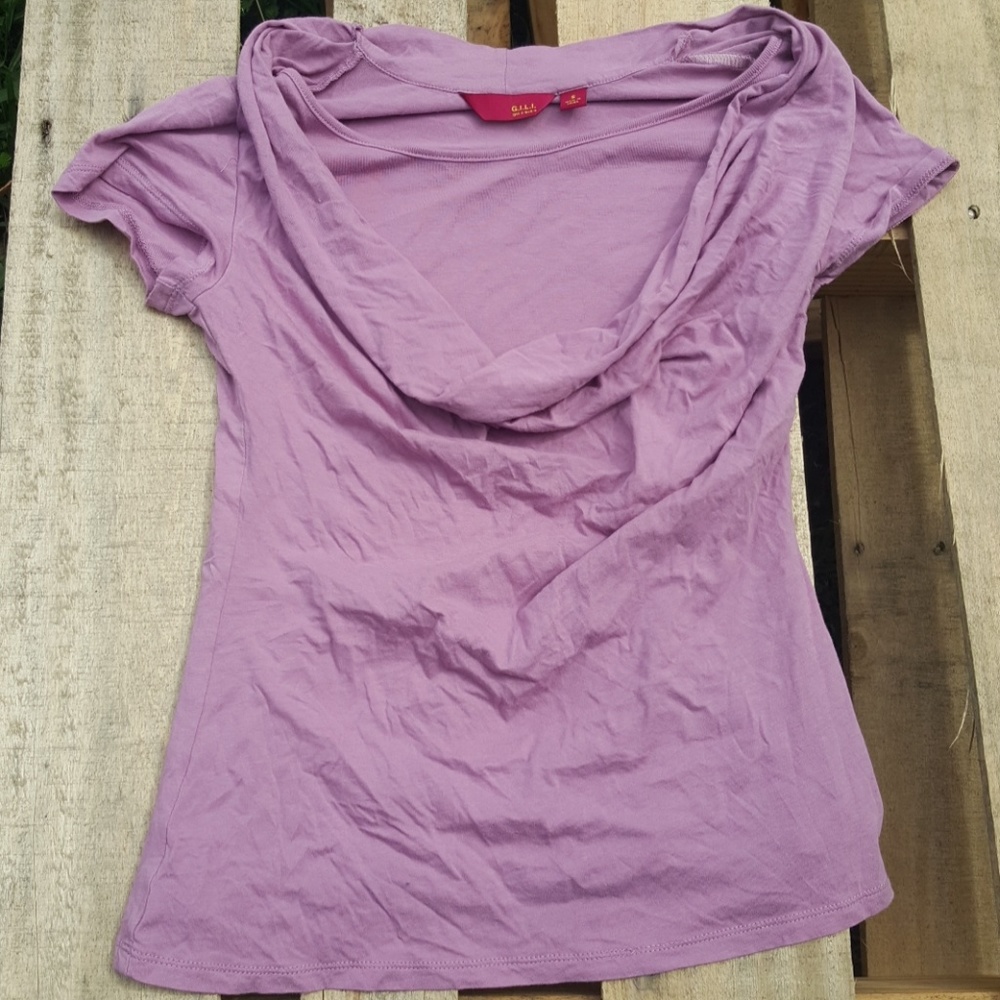 Gorgeous G.I.L.I Purple Blouse S Cowl Neck